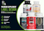 design premium supplement label, bottle packaging for vitamins, protein  gummies